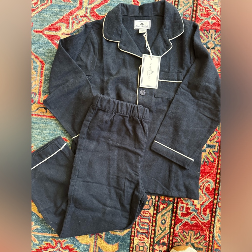 NWT Petite Plume Classic Navy Flannel Pajamas